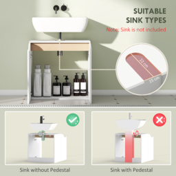 Portland 2 Door White Bathroom Under-Sink Cabinet - Size: 57.9 x 35 x 60cm - Wilko - thumbnail 6