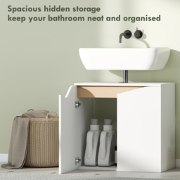 Portland 2 Door White Bathroom Under-Sink Cabinet - Size: 57.9 x 35 x 60cm - Wilko - thumbnail 7