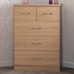 Seconique Nevada 3 Large 2 Small Drawer Sonoma Oak Effect Chest of Drawers - Size: 5 Drawer - Brown - Wilko - thumbnail 1