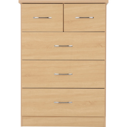 Seconique Nevada 3 Large 2 Small Drawer Sonoma Oak Effect Chest of Drawers - Size: 5 Drawer - Brown - Wilko - thumbnail 4