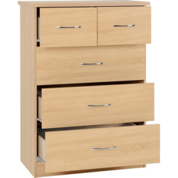 Seconique Nevada 3 Large 2 Small Drawer Sonoma Oak Effect Chest of Drawers - Size: 5 Drawer - Brown - Wilko - thumbnail 5