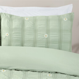 Darcey Embroidered Duvet Set Sage Green Double - Wilko - thumbnail 4