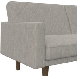 Dorel Paxson 3 Seater Linen Light Grey Sofa Bed with Wooden Feet - Wilko - thumbnail 7