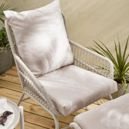 Furniturebox Agen Cream Metal Outdoor Chair with Footstool and Table - Size: 84 x 65 x 82cm - Wilko - thumbnail 4