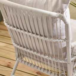 Furniturebox Agen Cream Metal Outdoor Chair with Footstool and Table - Size: 84 x 65 x 82cm - Wilko - thumbnail 6