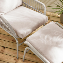Furniturebox Agen Cream Metal Outdoor Chair with Footstool and Table - Size: 84 x 65 x 82cm - Wilko - thumbnail 5