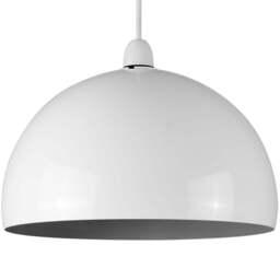 ValueLights Curva Gloss White and Grey Metal Dome Pendant Lamp Shade - Size: 18 x 20 x 20cm - Wilko
