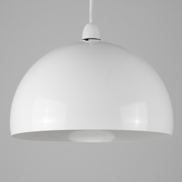 ValueLights Curva Gloss White and Grey Metal Dome Pendant Lamp Shade - Size: 18 x 20 x 20cm - Wilko - thumbnail 4