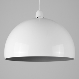 ValueLights Curva Gloss White and Grey Metal Dome Pendant Lamp Shade - Size: 18 x 20 x 20cm - Wilko - thumbnail 3