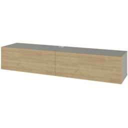 Decortie Francy 2 Door Ash Green and Oak Modern Wall Mounted TV Unit - Size: 25 x 135 x 31.7cm - Multi - Wilko - thumbnail 3