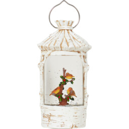 Wood Effect LED Robin Lantern - White - Wilko - thumbnail 4