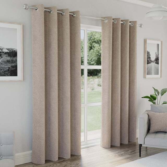 Enhanced Living Austin Natural Blackout Eyelet Thermal Curtains 229 x 229cm - Cream - Wilko - image 1