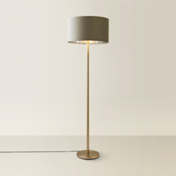 ValueLights Charlie Grey Velvet and Metallic Shade Chrome Floor Lamp and Bulb - Size: 148 x 45 x 45cm - Silver - Wilko - thumbnail 6