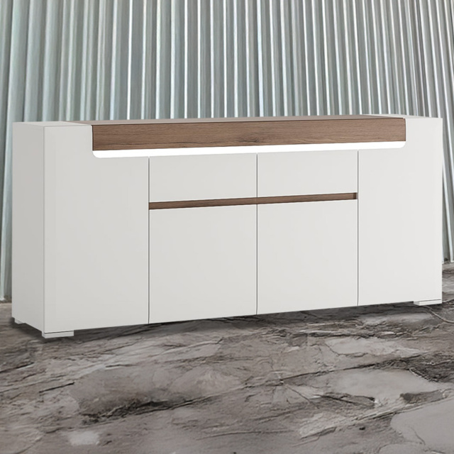 Florence Toronto 4 Door 2 Drawer Sideboard - White - Furniture To Go - Wilko - image 1