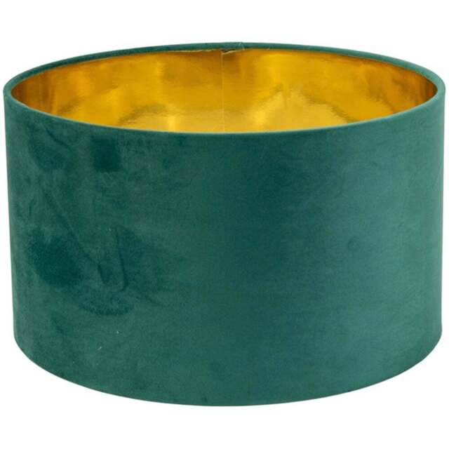 ValueLights Reni Green Velvet and Gold Inner Medium Pendant Shade - Size: 20 x 35 x 35cm - Wilko - image 1