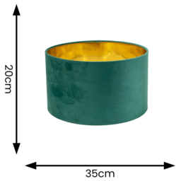 ValueLights Reni Green Velvet and Gold Inner Medium Pendant Shade - Size: 20 x 35 x 35cm - Wilko - thumbnail 5