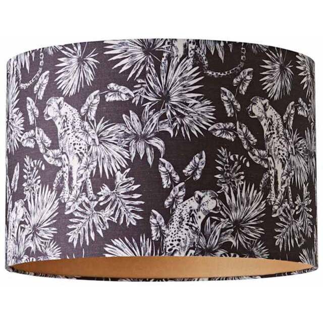 ValueLights Ariella Black Silk Animal Print Easy Fit Shade with Gold Inner - Size: 23.5 x 35.5 x 35.5cm - Wilko - image 1