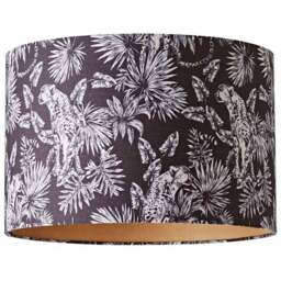 ValueLights Ariella Black Silk Animal Print Easy Fit Shade with Gold Inner - Size: 23.5 x 35.5 x 35.5cm - Wilko