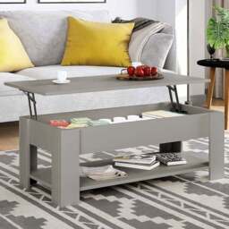 Comfy Living Single Shelf Grey High Gloss Lift Top Coffee Table - Size: 51 x 100 x 50cm - Wilko