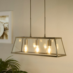 Lighting Collection Eavis 3 Light Antique Brass Industrial Ceiling Bar Light - Size: 74.5 x 27 x 44cm - Antique Antique Brass and Clear - Wilko - thumbnail 3