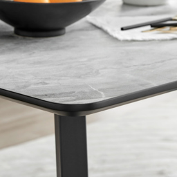 Furniturebox Copeland Valera Marble Effect 6 Seater Dining Set White Navy and Black - Blue - Wilko - thumbnail 7
