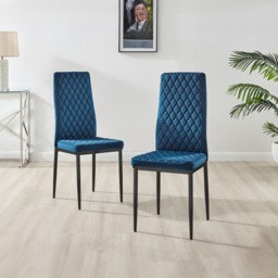 Furniturebox Copeland Valera Marble Effect 6 Seater Dining Set White Navy and Black - Blue - Wilko - thumbnail 4