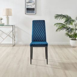 Furniturebox Copeland Valera Marble Effect 6 Seater Dining Set White Navy and Black - Blue - Wilko - thumbnail 6