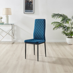 Furniturebox Copeland Valera Marble Effect 6 Seater Dining Set White Navy and Black - Blue - Wilko - thumbnail 5