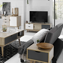 Scandi Single Drawer Grey Oak Effect Side Table - Size: 36 x 40 x 50cm - Multi - LPD Home - Wilko - thumbnail 5