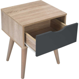 Scandi Single Drawer Grey Oak Effect Side Table - Size: 36 x 40 x 50cm - Multi - LPD Home - Wilko - thumbnail 4