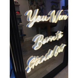 Splashbax You Were Born to Stand Out Mirror Black Premium Gallery Frame LED Neon Wall Art - Size: 105 x 75 x 7cm - Multi - Wilko - thumbnail 4