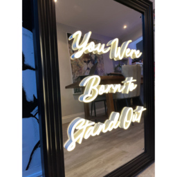 Splashbax You Were Born to Stand Out Mirror Black Premium Gallery Frame LED Neon Wall Art - Size: 105 x 75 x 7cm - Multi - Wilko - thumbnail 5