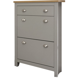 GFW Lancaster Grey 2 Door 1 Drawer Shoe Cabinet - Size: 24 x 78 x 108cm - Wilko - thumbnail 3