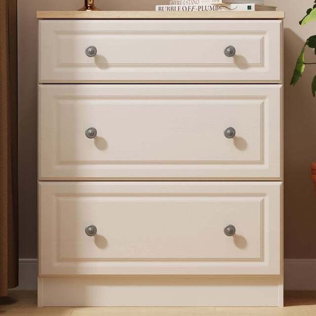 Crowndale Norfolk 3 Drawer Kashmir Ash and Bardolino Oak Deep Chest of Drawers Ready Assembled - Kashmir Ash & Bardolino Oak - Wilko - image 1