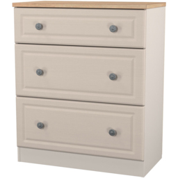 Crowndale Norfolk 3 Drawer Kashmir Ash and Bardolino Oak Deep Chest of Drawers Ready Assembled - Kashmir Ash & Bardolino Oak - Wilko - thumbnail 4