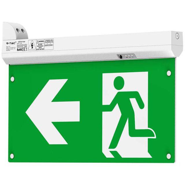 V-TAC 6000K 4 in 1 Emergency Exit Light with Self Test and RF Control - Size: 19.5 x 35 x 2.9cm - n/a - Wilko - image 1