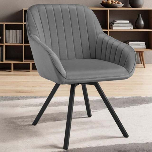 tectake Set of 2 Grey Velvet Lounge Armchair - Size: Single - Wilko - image 1