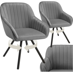tectake Set of 2 Grey Velvet Lounge Armchair - Size: Single - Wilko - thumbnail 3