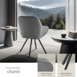 tectake Set of 2 Grey Velvet Lounge Armchair - Size: Single - Wilko - thumbnail 5