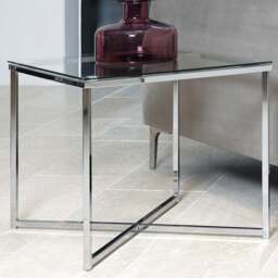Florence Cross Square Top Metal Side Table - Silver - Furniture To Go - Wilko