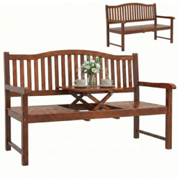 Outsunny 2 Seater Light Brown Wood Garden Loveseat Bench with Liftable Table and Cover - Size: 98 x 150 x 63cm - Wilko - thumbnail 3