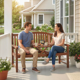 Outsunny 2 Seater Light Brown Wood Garden Loveseat Bench with Liftable Table and Cover - Size: 98 x 150 x 63cm - Wilko - thumbnail 4