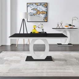 Furniturebox Lucia Kensington 6 Seater Dining Set Black Gloss and Elephant Grey - Wilko - thumbnail 3