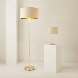 ValueLights Charlie Metallic and Natural Shade Gold Table Lamp and Bulb - Size: 43 x 25 x 25cm - Wilko - thumbnail 7