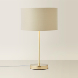 ValueLights Charlie Metallic and Natural Shade Gold Table Lamp and Bulb - Size: 43 x 25 x 25cm - Wilko - thumbnail 6