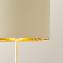 ValueLights Charlie Metallic and Natural Shade Gold Table Lamp and Bulb - Size: 43 x 25 x 25cm - Wilko - thumbnail 4