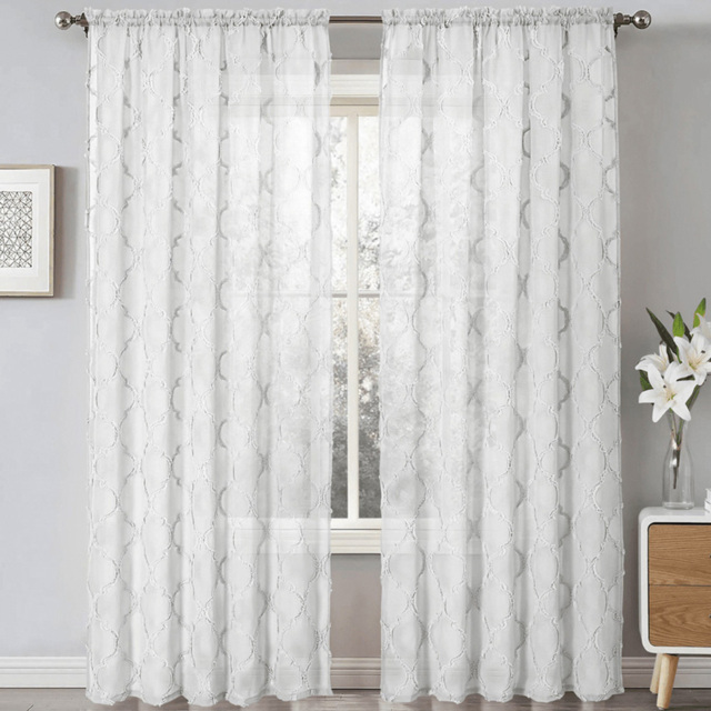 Velosso Tufted White Mariella Sheer Voile Panel Curtain 150 x 137cm - Size: w 150 x D 137cm - Wilko - image 1