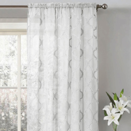 Velosso Tufted White Mariella Sheer Voile Panel Curtain 150 x 137cm - Size: w 150 x D 137cm - Wilko - thumbnail 3