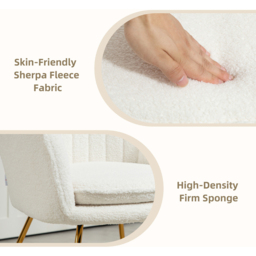 HOMCOM Set of 2 White Sherpa Fleece Dining Chair - Size: 58 x 64 x 66cm - Cream - Wilko - thumbnail 6