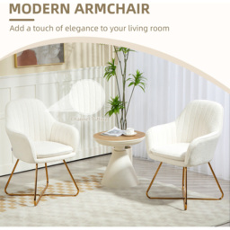 HOMCOM Set of 2 White Sherpa Fleece Dining Chair - Size: 58 x 64 x 66cm - Cream - Wilko - thumbnail 5